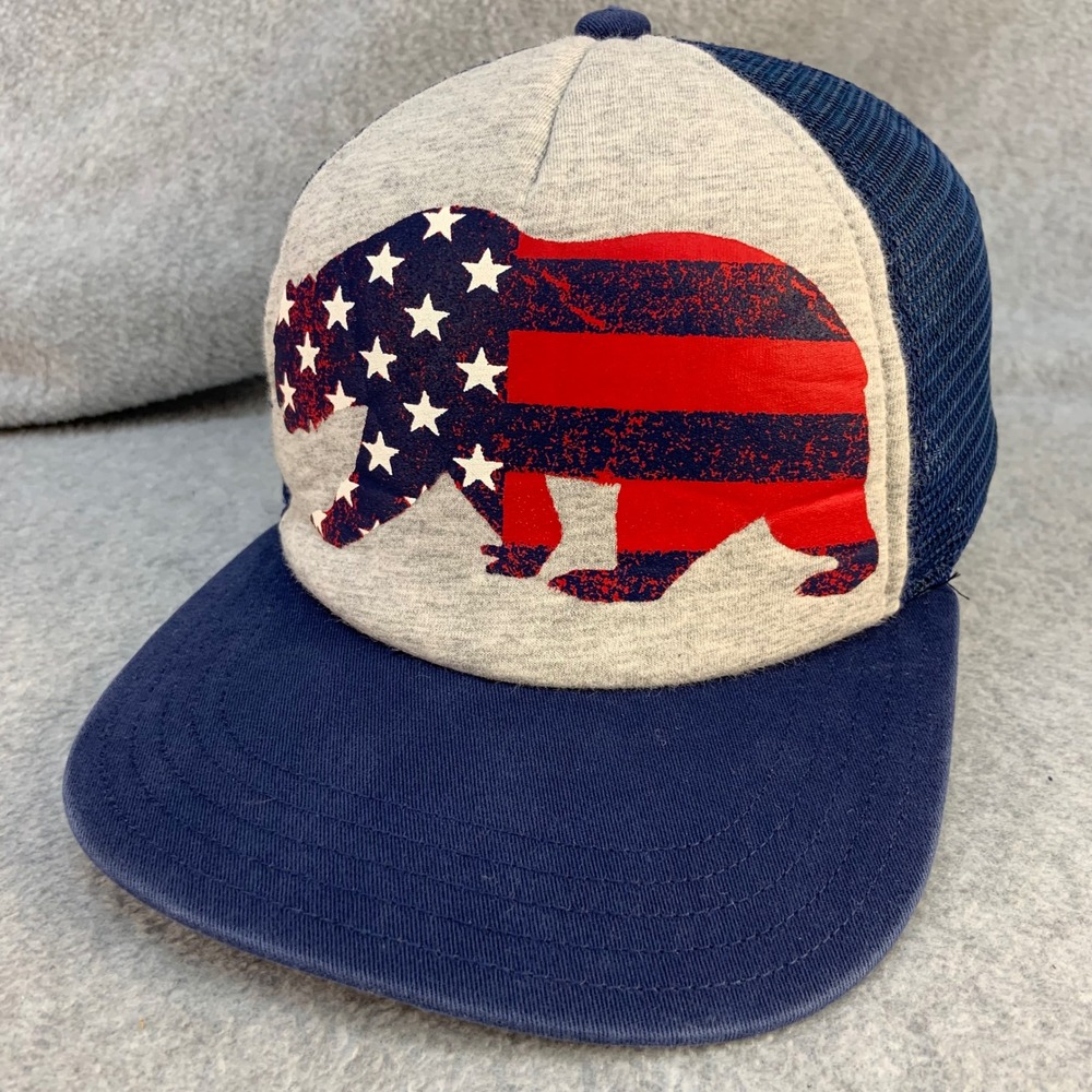 California Flag Bear Boys Blue OTTO Trucker Hat Snapback Mesh Cap L (10-14)